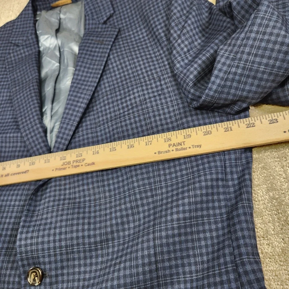 Brooks Brothers Blazer Men 44L Blue Plaid Gingham Check Regent Fit Wool Jacket